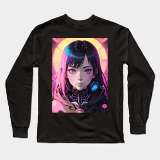 Adorable Characters Galore: Anime Girl Cute Kawaii Delights Cyberpunk Space Universe Long Sleeve T-Shirt